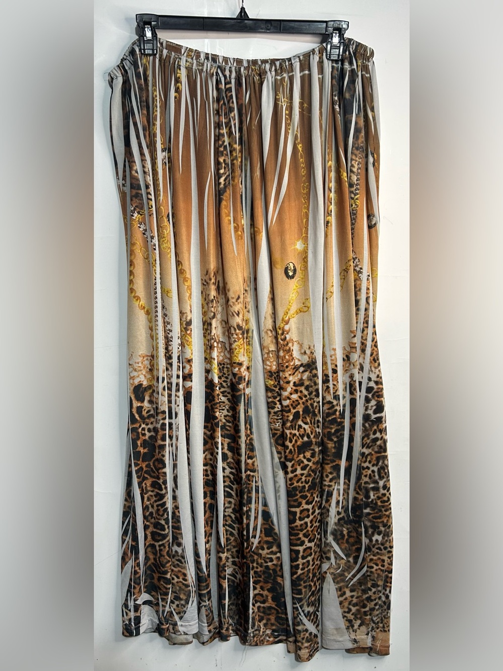 Animal Print Watercolor Flowy Elastic Waist Skirt Size 16